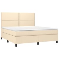 vidaXL Boxspringbett mit Matratze &amp; LED Creme 180x200 cm Stoff