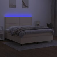 vidaXL Boxspringbett mit Matratze &amp; LED Creme 180x200 cm Stoff