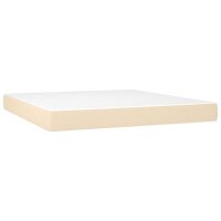 vidaXL Boxspringbett mit Matratze &amp; LED Creme 180x200 cm Stoff