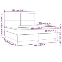 vidaXL Boxspringbett mit Matratze &amp; LED Creme 180x200 cm Stoff