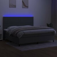 vidaXL Boxspringbett mit Matratze &amp; LED Dunkelgrau 200x200 cm Stoff