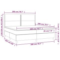 vidaXL Boxspringbett mit Matratze &amp; LED Dunkelgrau 200x200 cm Stoff