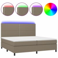 vidaXL Boxspringbett mit Matratze &amp; LED Taupe 200x200 cm Stoff