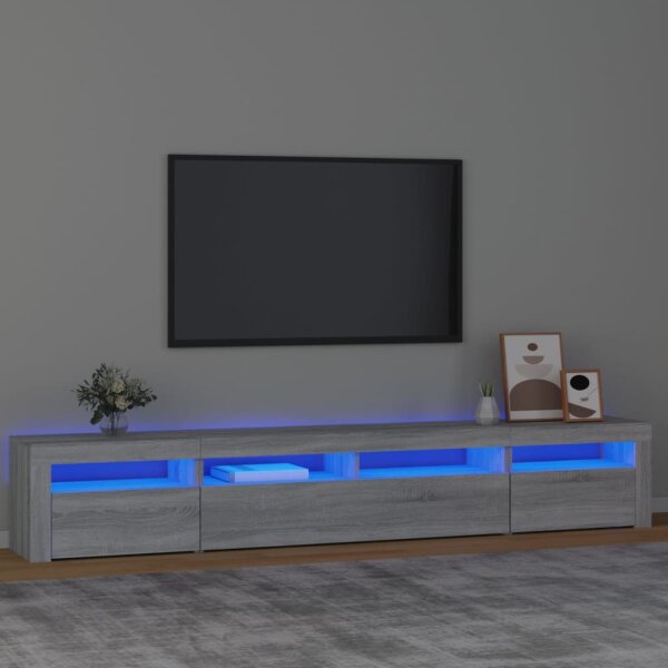 vidaXL TV-Schrank mit LED-Leuchten Grau Sonoma 240x35x40 cm