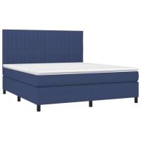 vidaXL Boxspringbett mit Matratze &amp; LED Blau 180x200 cm Stoff