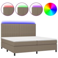 vidaXL Boxspringbett mit Matratze &amp; LED Taupe 200x200 cm Stoff