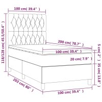 vidaXL Boxspringbett mit Matratze &amp; LED Dunkelbraun 100x200 cm Stoff