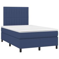 vidaXL Boxspringbett mit Matratze &amp; LED Blau 120x200 cm Stoff