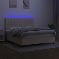 vidaXL Boxspringbett mit Matratze &amp; LED Creme 180x200 cm Stoff