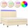 vidaXL Boxspringbett mit Matratze &amp; LED Creme 180x200 cm Stoff