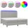 vidaXL Boxspringbett mit Matratze &amp; LED Hellgrau 200x200 cm Stoff