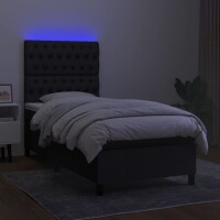 WOWONA Boxspringbett mit Matratze &amp; LED Schwarz 100x200 cm Stoff