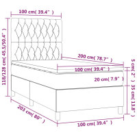 WOWONA Boxspringbett mit Matratze &amp; LED Schwarz 100x200 cm Stoff