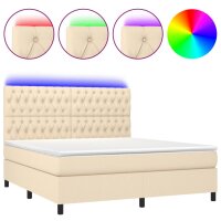 vidaXL Boxspringbett mit Matratze &amp; LED Creme 180x200 cm Stoff