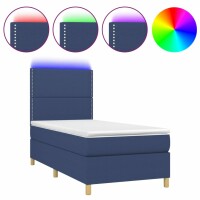 vidaXL Boxspringbett mit Matratze &amp; LED Blau 80x200 cm Stoff