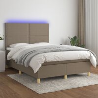 vidaXL Boxspringbett mit Matratze &amp; LED Taupe 140x200 cm Stoff