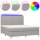 vidaXL Boxspringbett mit Matratze &amp; LED Hellgrau 180x200 cm Stoff