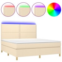 vidaXL Boxspringbett mit Matratze &amp; LED Creme 180x200 cm Stoff