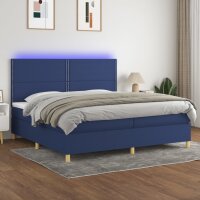 vidaXL Boxspringbett mit Matratze &amp; LED Blau 200x200 cm Stoff