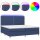 vidaXL Boxspringbett mit Matratze &amp; LED Blau 200x200 cm Stoff