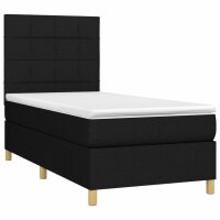 vidaXL Boxspringbett mit Matratze &amp; LED Schwarz 100x200 cm Stoff