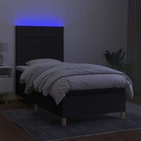 vidaXL Boxspringbett mit Matratze &amp; LED Schwarz 100x200 cm Stoff