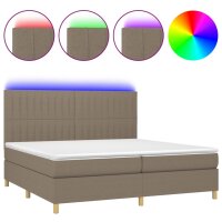 vidaXL Boxspringbett mit Matratze &amp; LED Taupe 200x200 cm Stoff