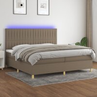 vidaXL Boxspringbett mit Matratze &amp; LED Taupe 200x200 cm Stoff