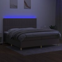 vidaXL Boxspringbett mit Matratze &amp; LED Taupe 200x200 cm Stoff