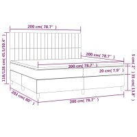 vidaXL Boxspringbett mit Matratze &amp; LED Taupe 200x200 cm Stoff