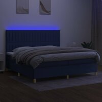 vidaXL Boxspringbett mit Matratze &amp; LED Blau 200x200 cm Stoff