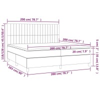 vidaXL Boxspringbett mit Matratze &amp; LED Blau 200x200 cm Stoff