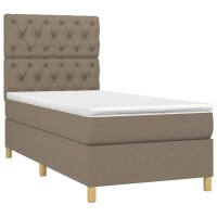 WOWONA Boxspringbett mit Matratze &amp; LED Taupe 80x200 cm Stoff