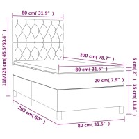 WOWONA Boxspringbett mit Matratze &amp; LED Taupe 80x200 cm Stoff