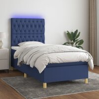 vidaXL Boxspringbett mit Matratze &amp; LED Blau 80x200 cm Stoff