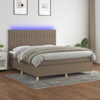 vidaXL Boxspringbett mit Matratze &amp; LED Taupe 180x200 cm Stoff