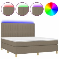 vidaXL Boxspringbett mit Matratze &amp; LED Taupe 180x200 cm Stoff