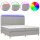 vidaXL Boxspringbett mit Matratze &amp; LED Hellgrau 200x200 cm Stoff