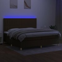 vidaXL Boxspringbett mit Matratze &amp; LED Dunkelbraun 200x200 cm Stoff