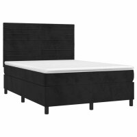 vidaXL Boxspringbett mit Matratze &amp; LED Schwarz 140x190 cm Samt