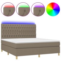 vidaXL Boxspringbett mit Matratze &amp; LED Taupe 160x200 cm Stoff