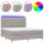 vidaXL Boxspringbett mit Matratze &amp; LED Hellgrau 180x200 cm Stoff