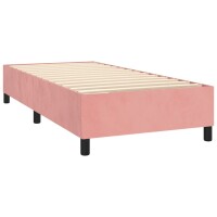 vidaXL Boxspringbett mit Matratze &amp; LED Rosa 90x200 cm Samt