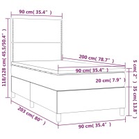 vidaXL Boxspringbett mit Matratze &amp; LED Rosa 90x200 cm Samt