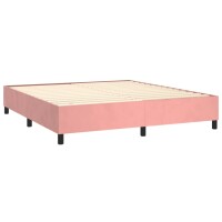 vidaXL Boxspringbett mit Matratze &amp; LED Rosa 160x200 cm Samt