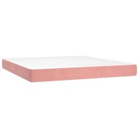 vidaXL Boxspringbett mit Matratze &amp; LED Rosa 160x200 cm Samt