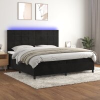 WOWONA Boxspringbett mit Matratze &amp; LED Schwarz 200x200 cm Samt