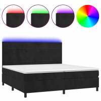 WOWONA Boxspringbett mit Matratze &amp; LED Schwarz 200x200 cm Samt