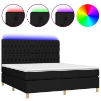 vidaXL Boxspringbett mit Matratze &amp; LED Schwarz 180x200 cm Stoff