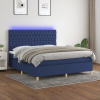 vidaXL Boxspringbett mit Matratze &amp; LED Blau 180x200 cm Stoff